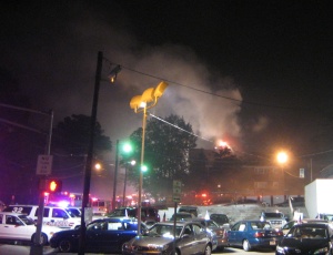 A four alarm fire at 176 Fort Lee Road.  Photo: Noah Cohen/Bergen Live News